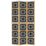 Room Divider 3 Panels Brown and Black Solid Wood Paulownia