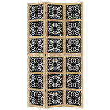 Room Divider 3 Panels Brown and Black Solid Wood Paulownia - Top-Down View
