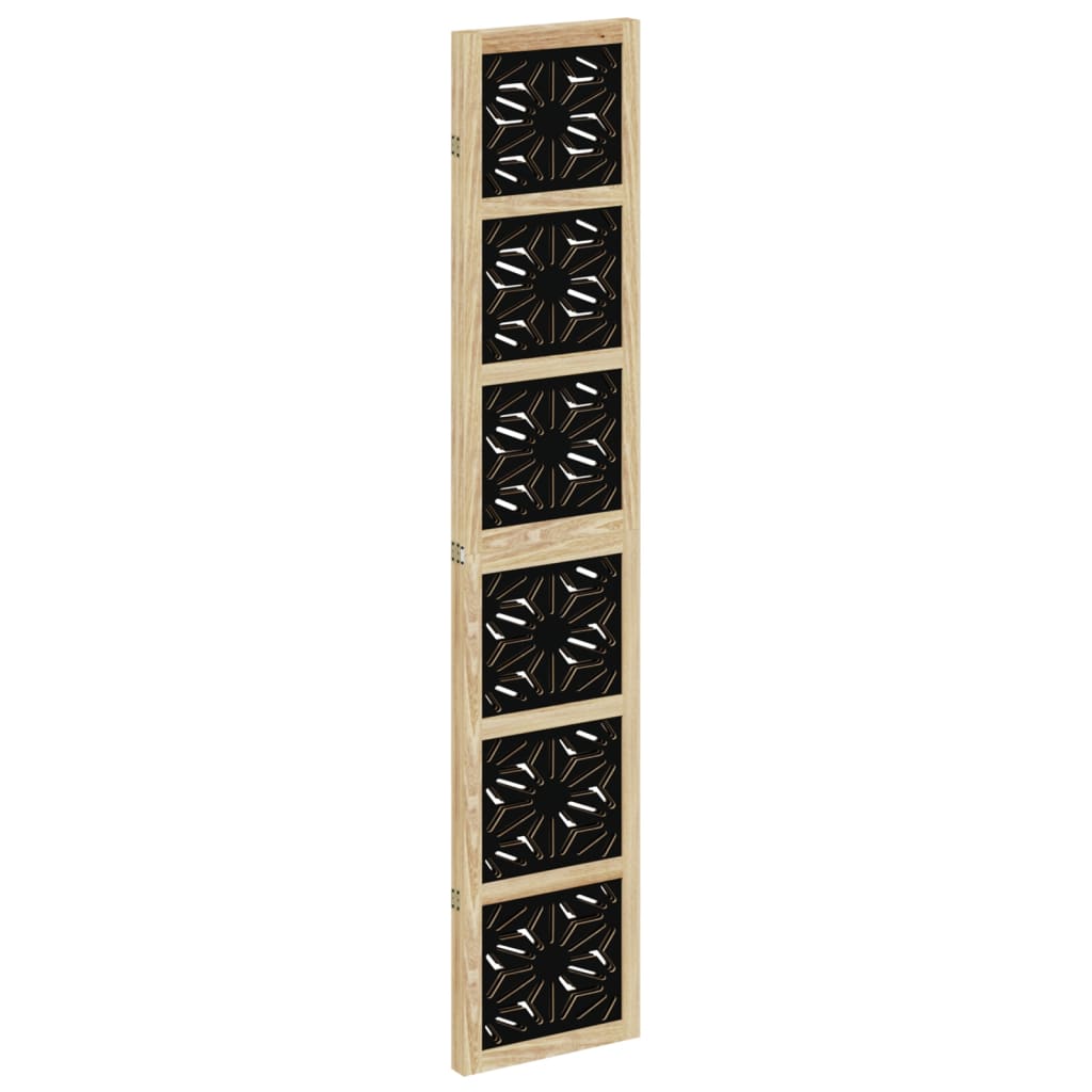 Room Divider 3 Panels Brown and Black Solid Wood Paulownia