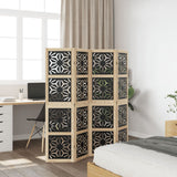 Room Divider 4 Panels Brown and Black Solid Wood Paulownia - Side View