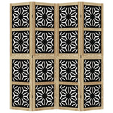 Room Divider 4 Panels Brown and Black Solid Wood Paulownia - Top-Down View
