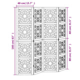 Room Divider 4 Panels Brown and Black Solid Wood Paulownia - Low Angle