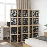 Room Divider 5 Panels Brown and Black Solid Wood Paulownia - Side View