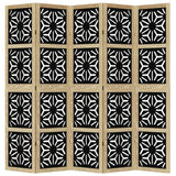 Room Divider 5 Panels Brown and Black Solid Wood Paulownia