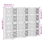 Room Divider 5 Panels Brown and Black Solid Wood Paulownia - Low Angle