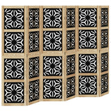 Room Divider 6 Panels Brown and Black Solid Wood Paulownia