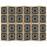 Room Divider 6 Panels Brown and Black Solid Wood Paulownia