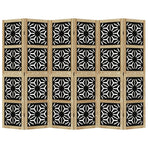 Room Divider 6 Panels Brown and Black Solid Wood Paulownia