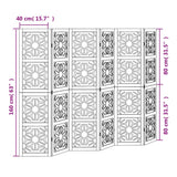 Room Divider 6 Panels Brown and Black Solid Wood Paulownia - Low Angle