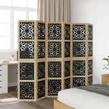 Room Divider 6 Panels Brown and Black Solid Wood Paulownia - Side View