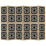 Room Divider 6 Panels Brown and Black Solid Wood Paulownia