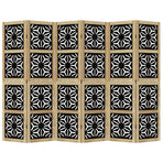Room Divider 6 Panels Brown and Black Solid Wood Paulownia