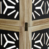 Room Divider 6 Panels Brown and Black Solid Wood Paulownia - Close-Up Angle