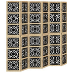 Room Divider 6 Panels Brown and Black Solid Wood Paulownia