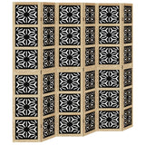 Room Divider 6 Panels Brown and Black Solid Wood Paulownia - Front View