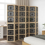 Room Divider 6 Panels Brown and Black Solid Wood Paulownia - Side View