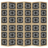 Room Divider 6 Panels Brown and Black Solid Wood Paulownia