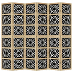 Room Divider 6 Panels Brown and Black Solid Wood Paulownia