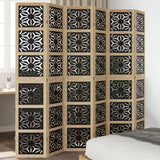 Room Divider 6 Panels Brown and Black Solid Wood Paulownia