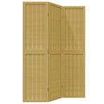 Room Divider 3 Panels Brown Solid Wood Paulownia