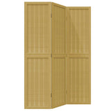 Room Divider 3 Panels Brown Solid Wood Paulownia - Front View