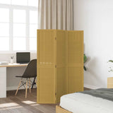Room Divider 3 Panels Brown Solid Wood Paulownia - Side View