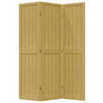 Room Divider 3 Panels Brown Solid Wood Paulownia