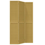 Room Divider 3 Panels Brown Solid Wood Paulownia