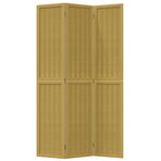 Room Divider 3 Panels Brown Solid Wood Paulownia