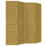 Room Divider 4 Panels Brown Solid Wood Paulownia