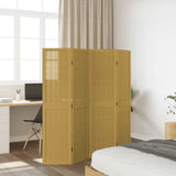 Room Divider 4 Panels Brown Solid Wood Paulownia - Side View