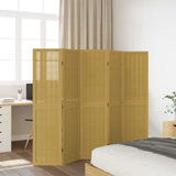 Room Divider 5 Panels Brown Solid Wood Paulownia - Side View