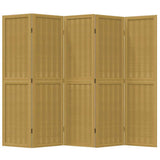 Room Divider 5 Panels Brown Solid Wood Paulownia - Top-Down View