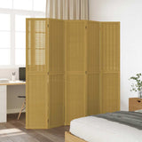 Room Divider 5 Panels Brown Solid Wood Paulownia - Side View
