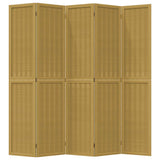 Room Divider 5 Panels Brown Solid Wood Paulownia - Top-Down View