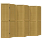 Room Divider 6 Panels Brown Solid Wood Paulownia
