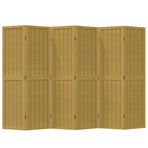 Room Divider 6 Panels Brown Solid Wood Paulownia