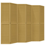 Room Divider 6 Panels Brown Solid Wood Paulownia