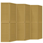 Room Divider 6 Panels Brown Solid Wood Paulownia