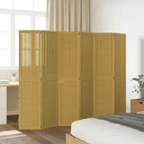 Room Divider 6 Panels Brown Solid Wood Paulownia