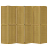 Room Divider 6 Panels Brown Solid Wood Paulownia - Top-Down View