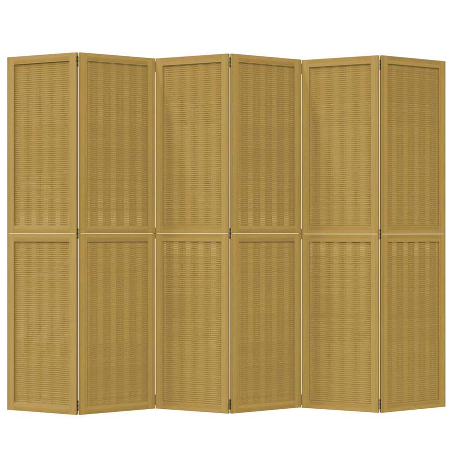 Room Divider 6 Panels Brown Solid Wood Paulownia