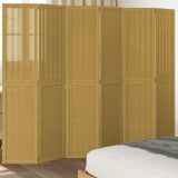 Room Divider 6 Panels Brown Solid Wood Paulownia