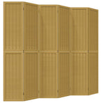 Room Divider 6 Panels Brown Solid Wood Paulownia