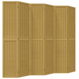Room Divider 6 Panels Brown Solid Wood Paulownia - Front View