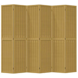 Room Divider 6 Panels Brown Solid Wood Paulownia - Top-Down View