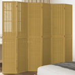 Room Divider 6 Panels Brown Solid Wood Paulownia