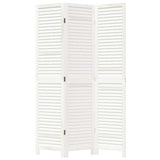 Room Divider 3 Panels White Solid Wood Paulownia