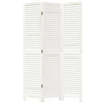 Room Divider 3 Panels Retro White Solid Wood Paulownia