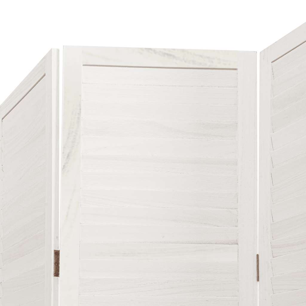 Room Divider 3 Panels White Solid Wood Paulownia